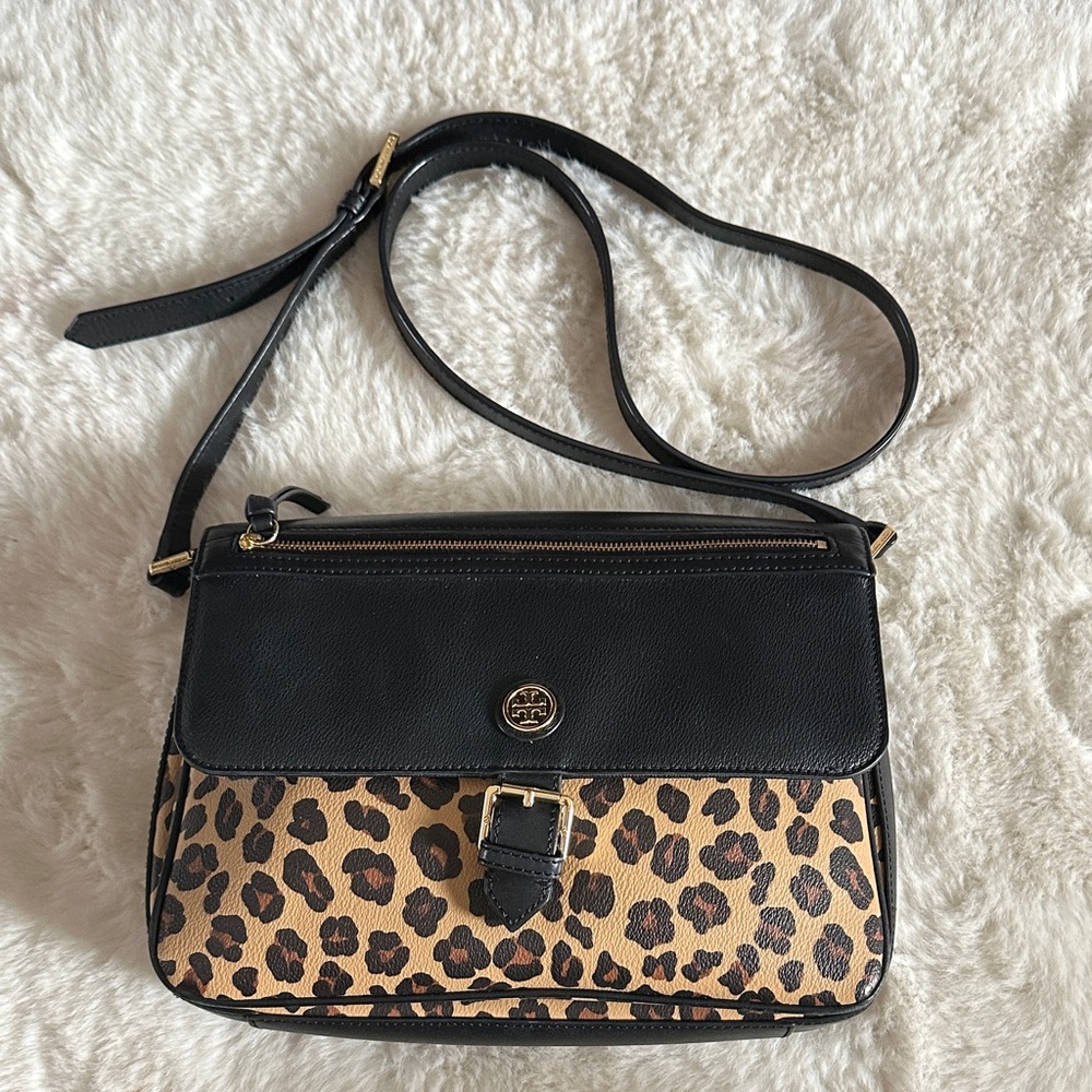 Tory Burch Black and Tan Leopard Print